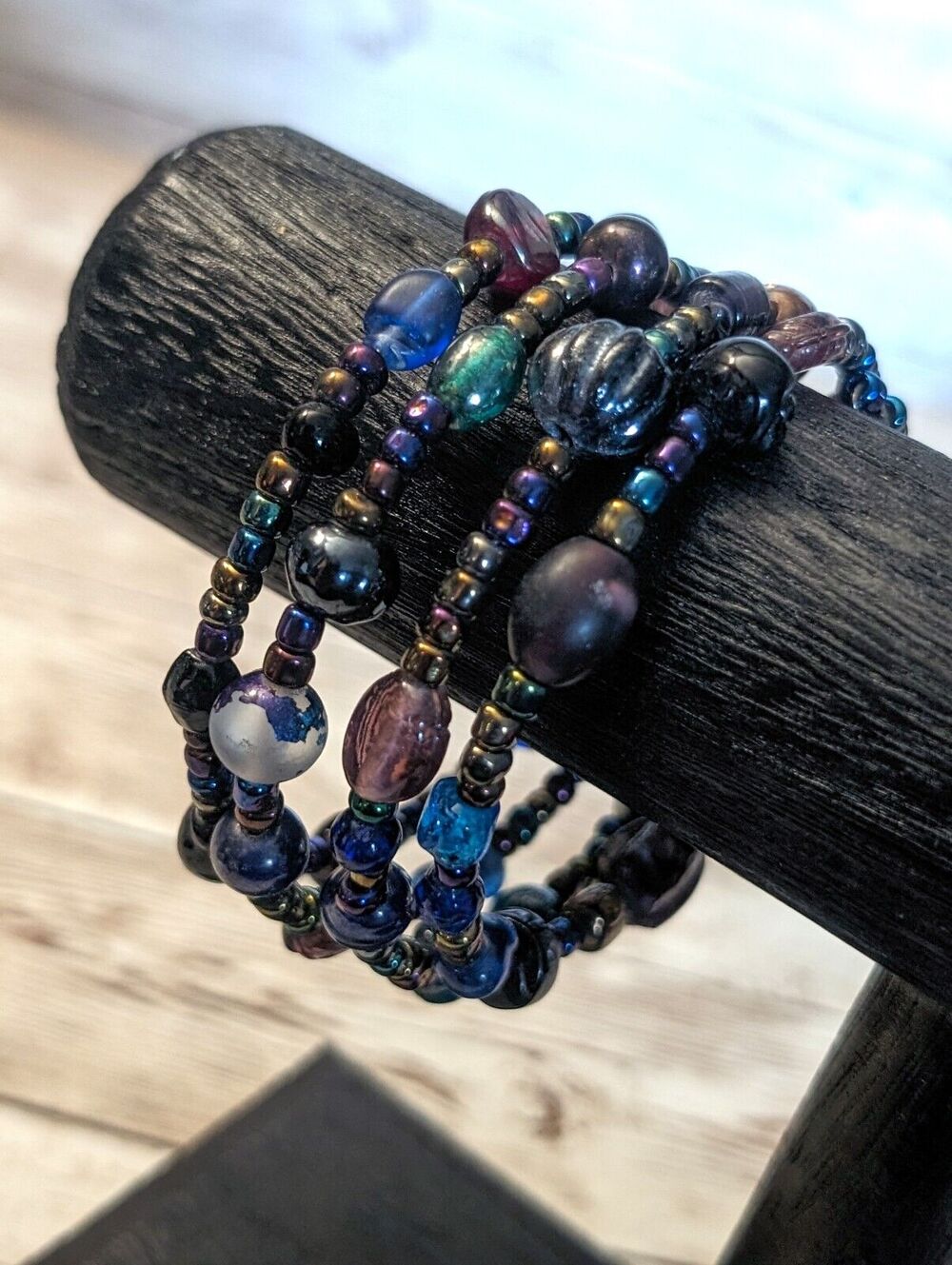 Vintage Wrap Bracelet / Bangle - Dark Multi Colored